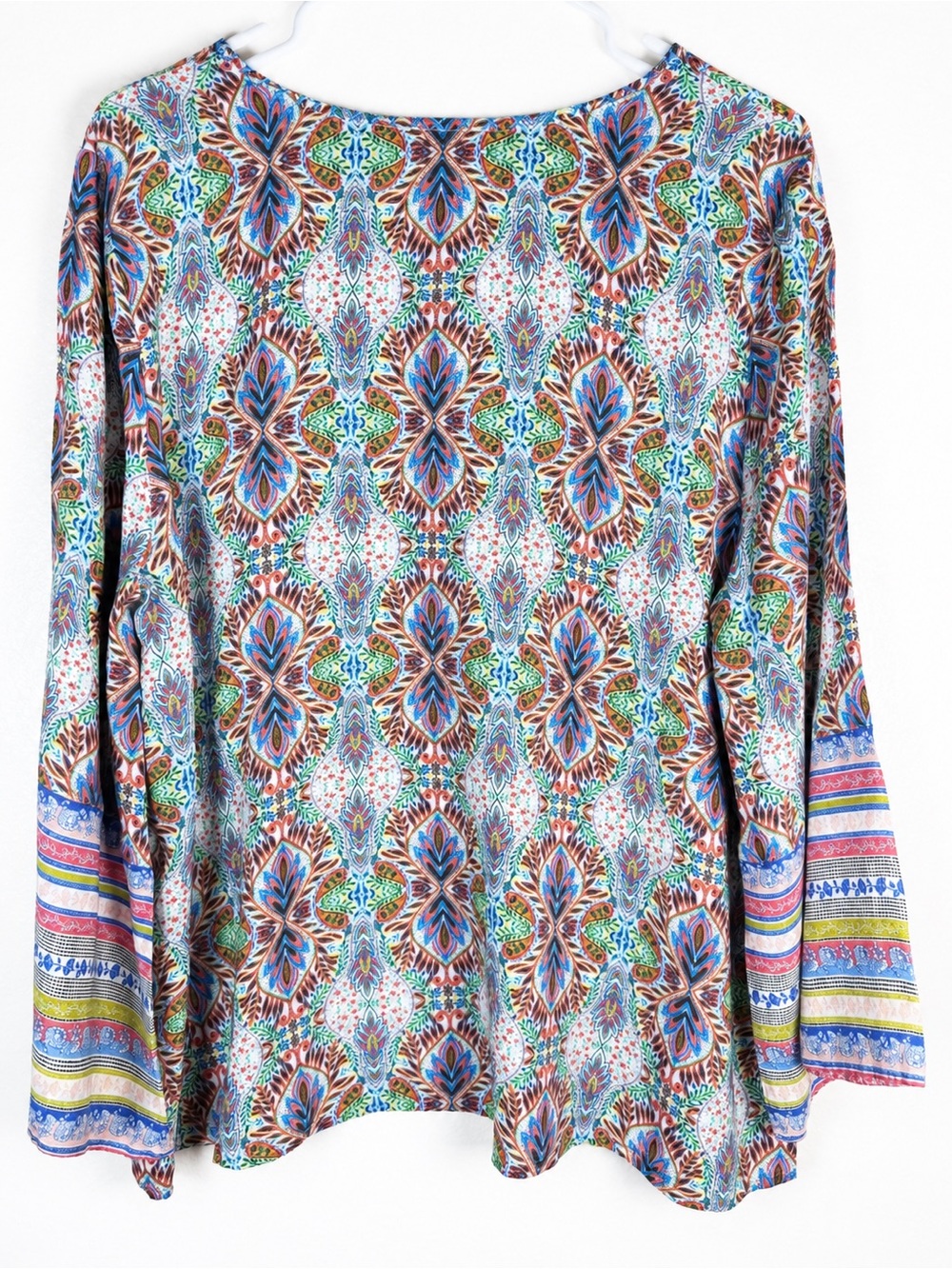 Sundance Flowy Boho Tassel Top Colorful Artisan Print Blouse Size L. Gorgeous ⚡️ - Picture 4 of 14